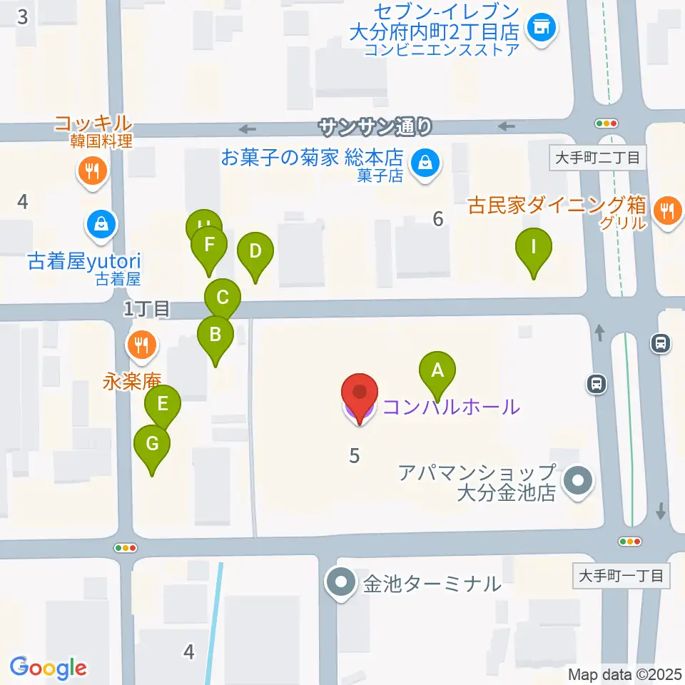 コンパルホール周辺のカフェ一覧地図