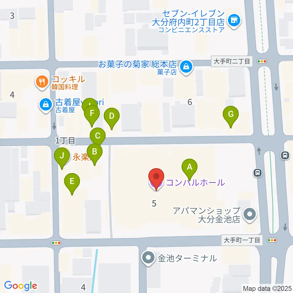 コンパルホール周辺のカフェ一覧地図
