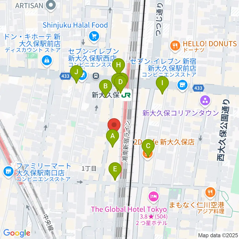 クロサワ楽器 日本総本店周辺のカフェ一覧地図