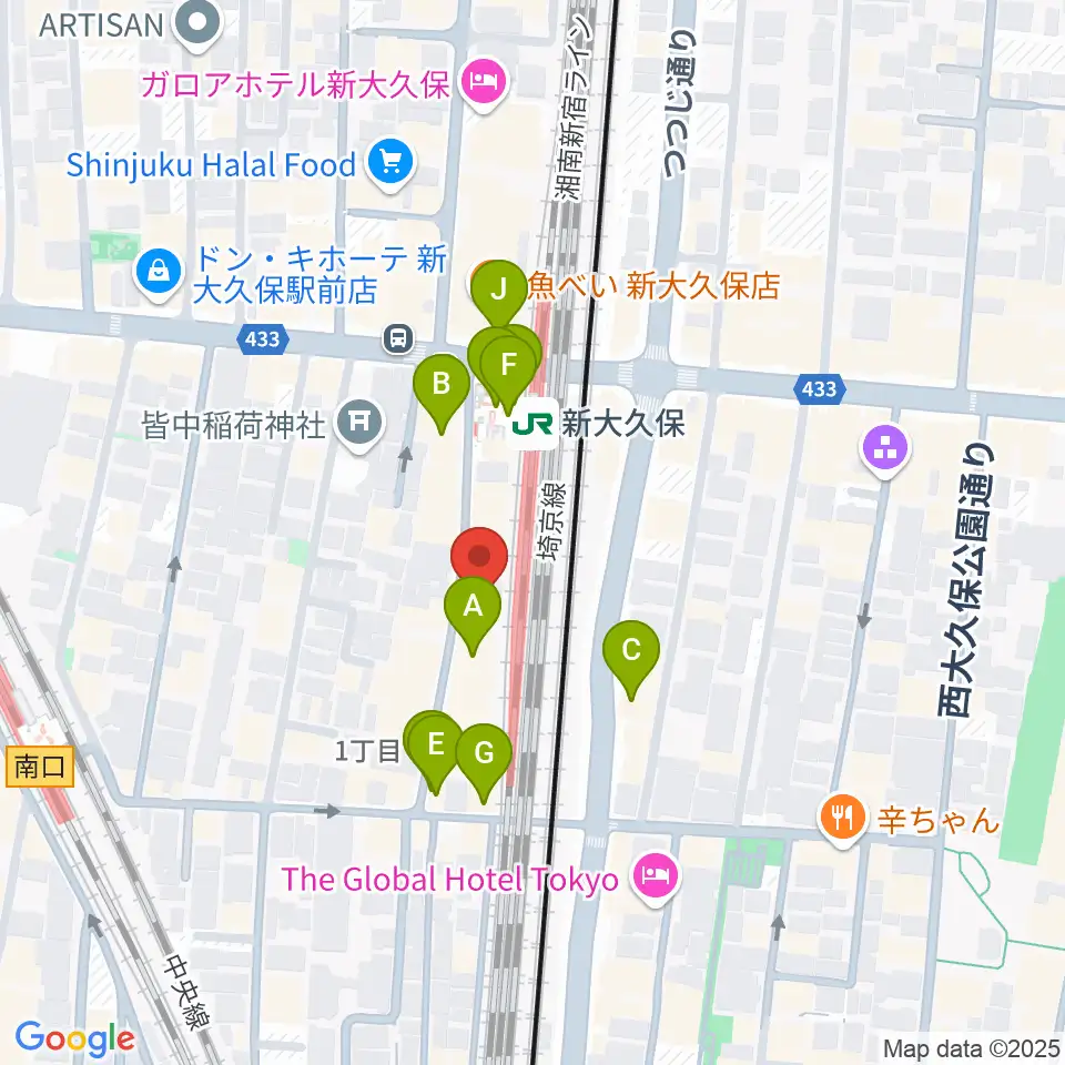 クロサワ楽器 日本総本店周辺のカフェ一覧地図