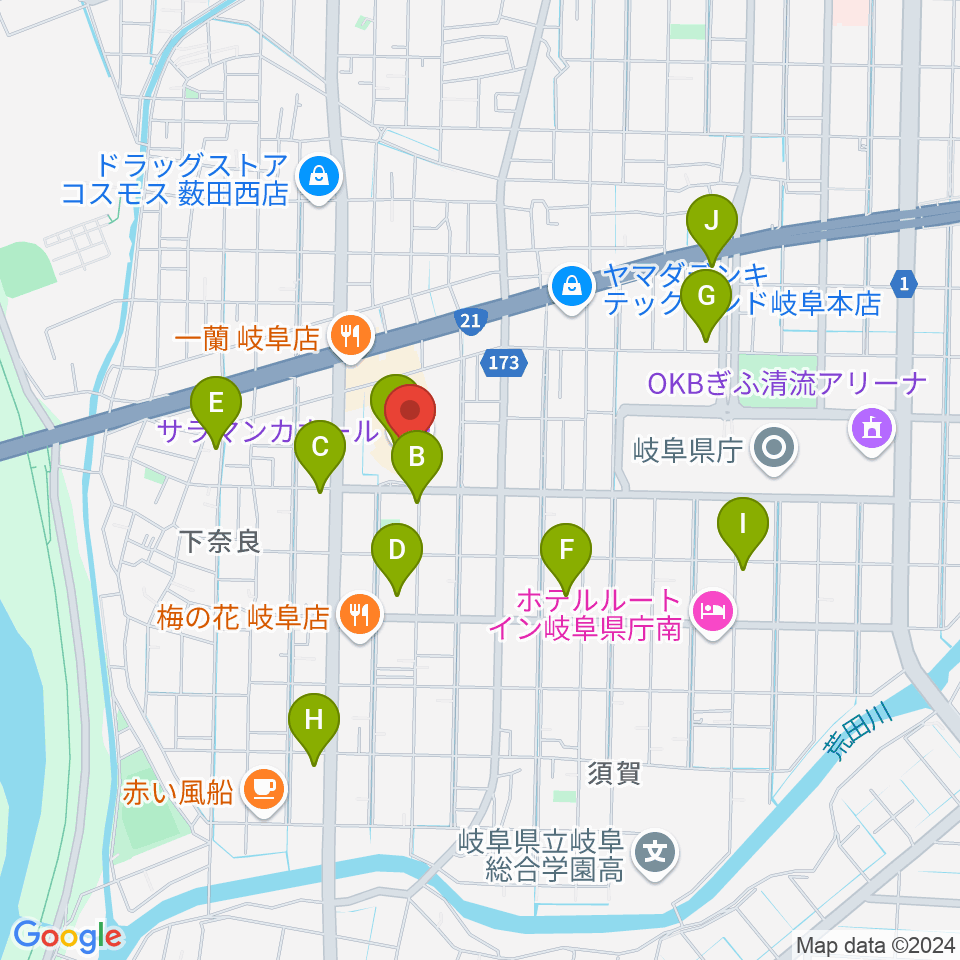 サラマンカホール周辺のカフェ一覧地図