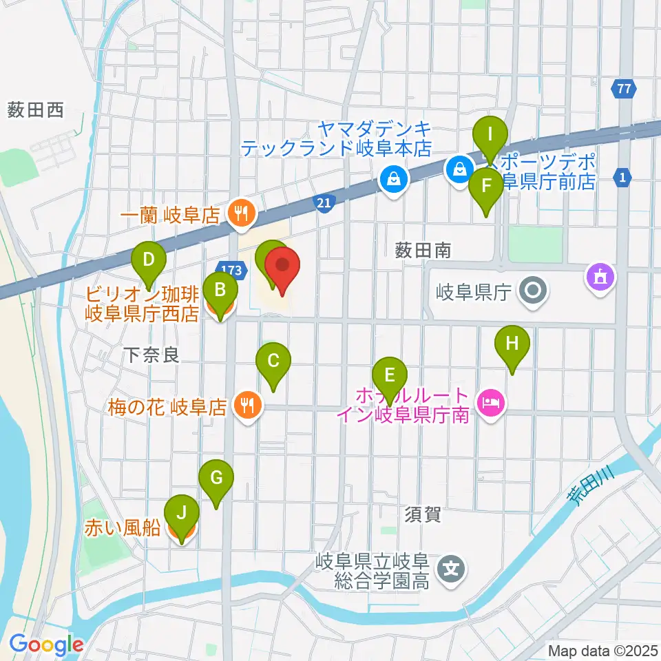サラマンカホール周辺のカフェ一覧地図
