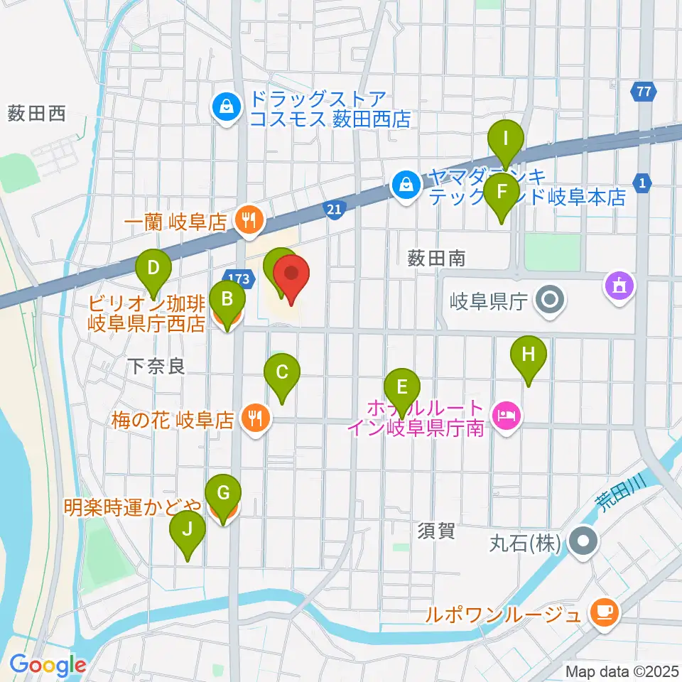 サラマンカホール周辺のカフェ一覧地図