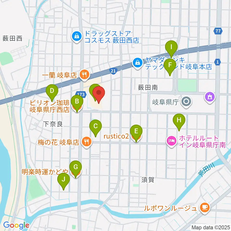 サラマンカホール周辺のカフェ一覧地図