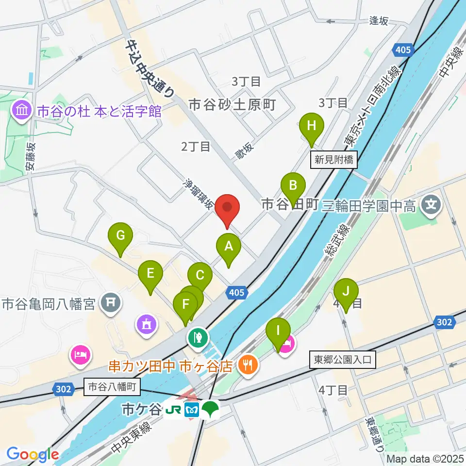 ルーテル市ヶ谷ホール周辺のカフェ一覧地図