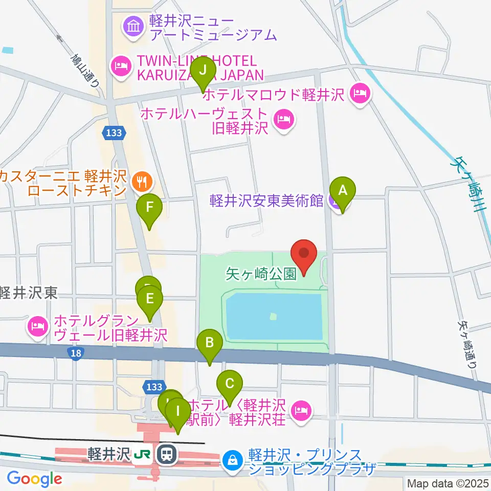 軽井沢大賀ホール周辺のカフェ一覧地図