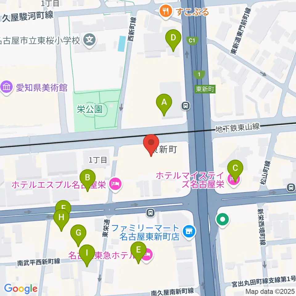 中電ホール周辺のカフェ一覧地図