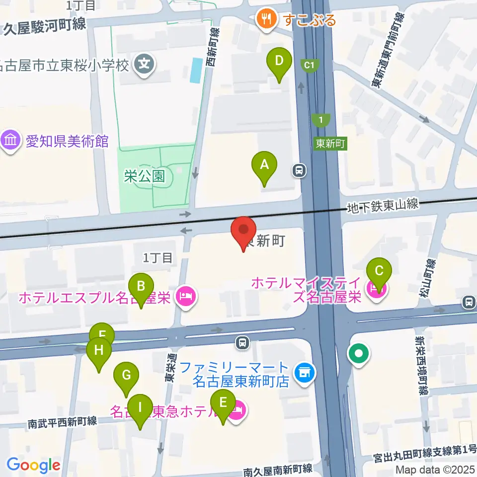 中電ホール周辺のカフェ一覧地図