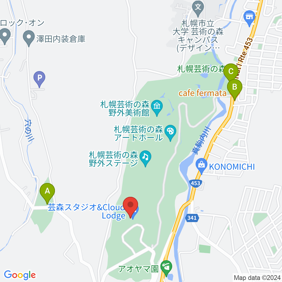 芸森スタジオ周辺のカフェ一覧地図