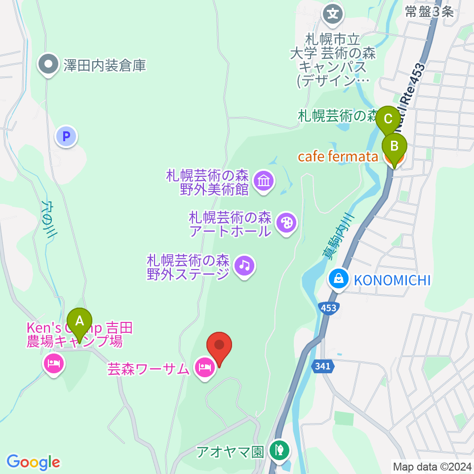 芸森スタジオ周辺のカフェ一覧地図