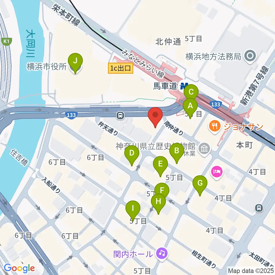 馬車道King's Bar周辺のカフェ一覧地図