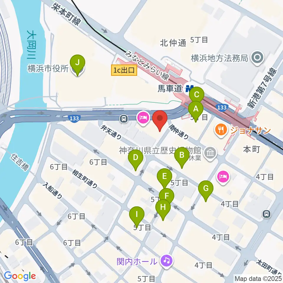 馬車道King's Bar周辺のカフェ一覧地図