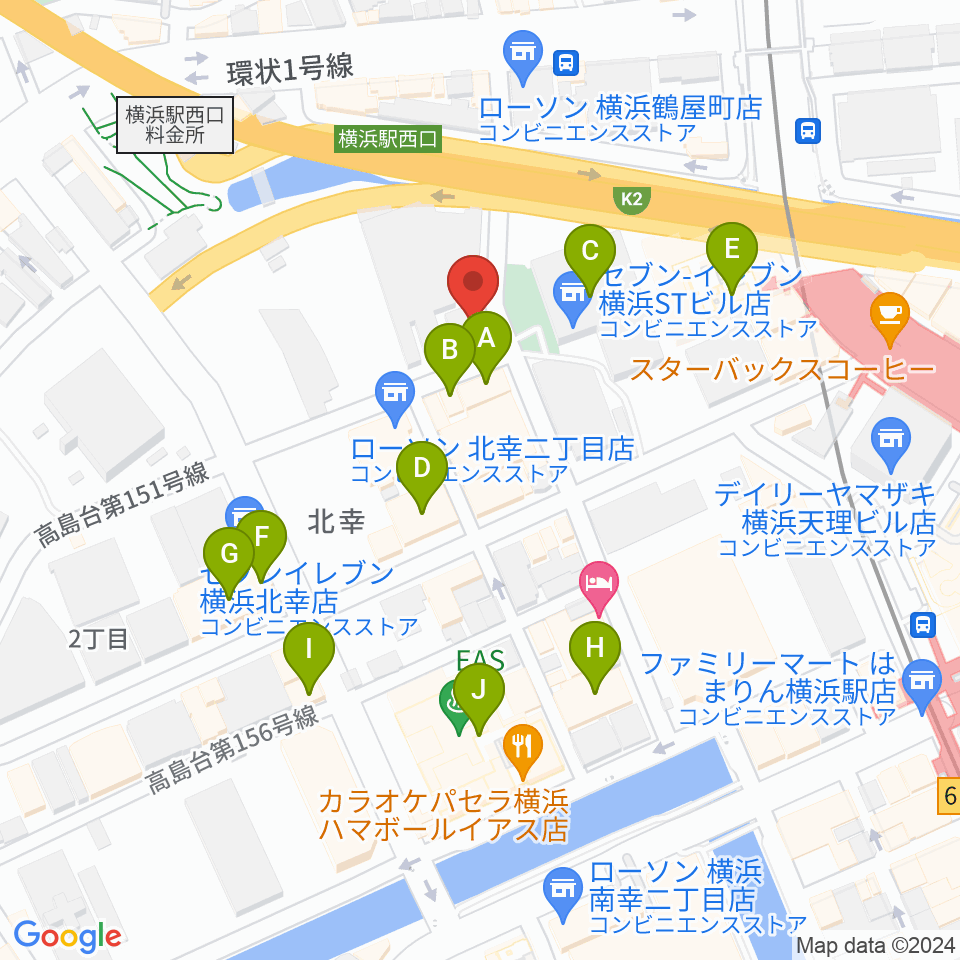 横浜ジャムラボ周辺のカフェ一覧地図