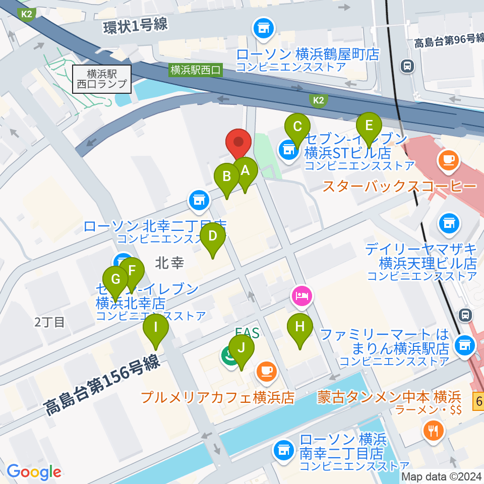 横浜ジャムラボ周辺のカフェ一覧地図