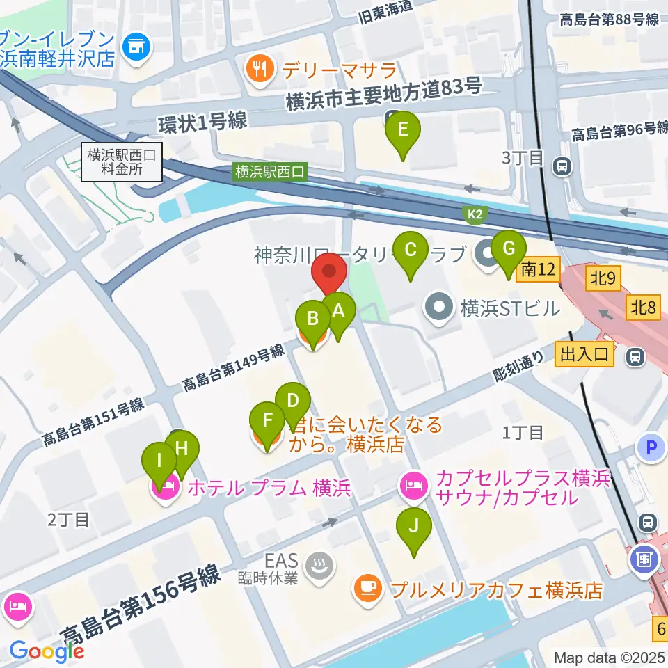 横浜ジャムラボ周辺のカフェ一覧地図