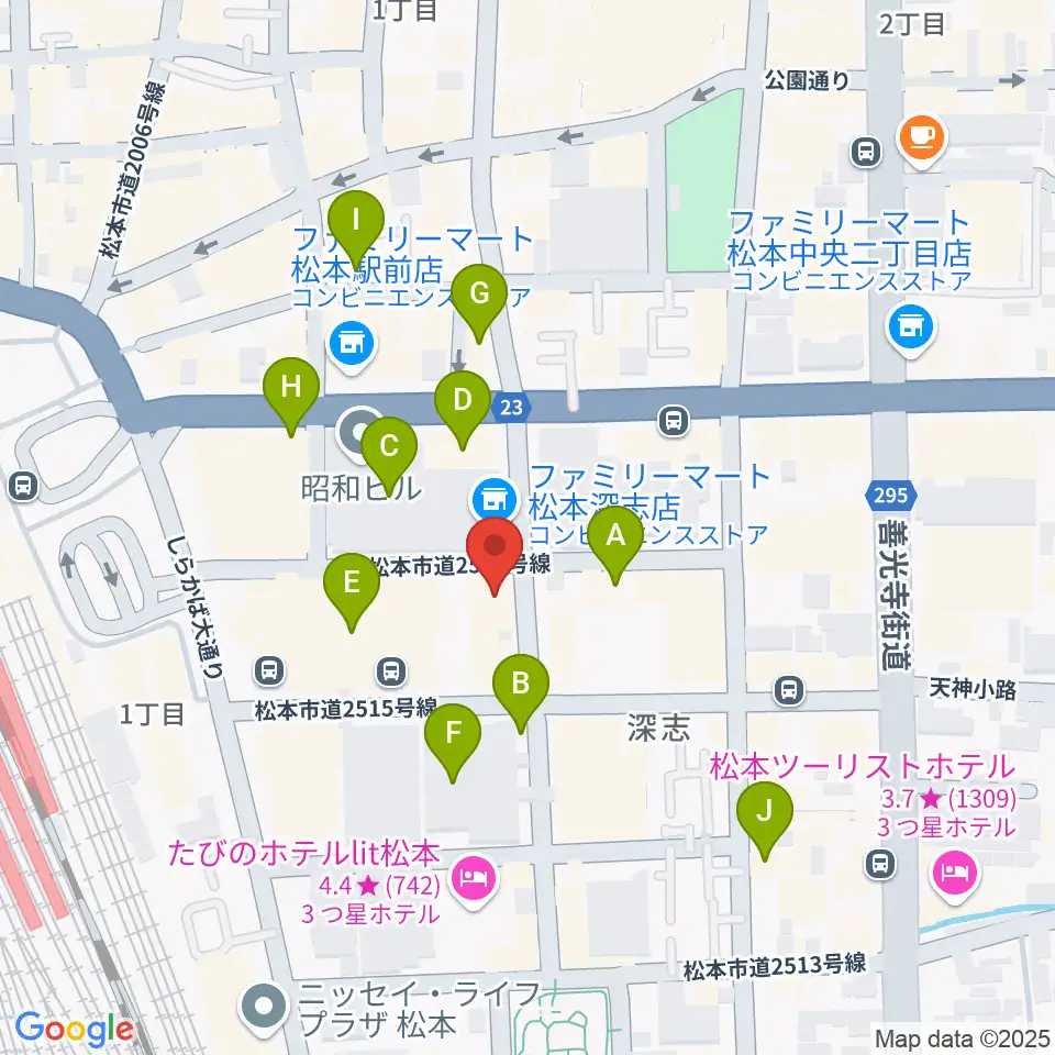 松本MOLE HALL周辺のカフェ一覧地図