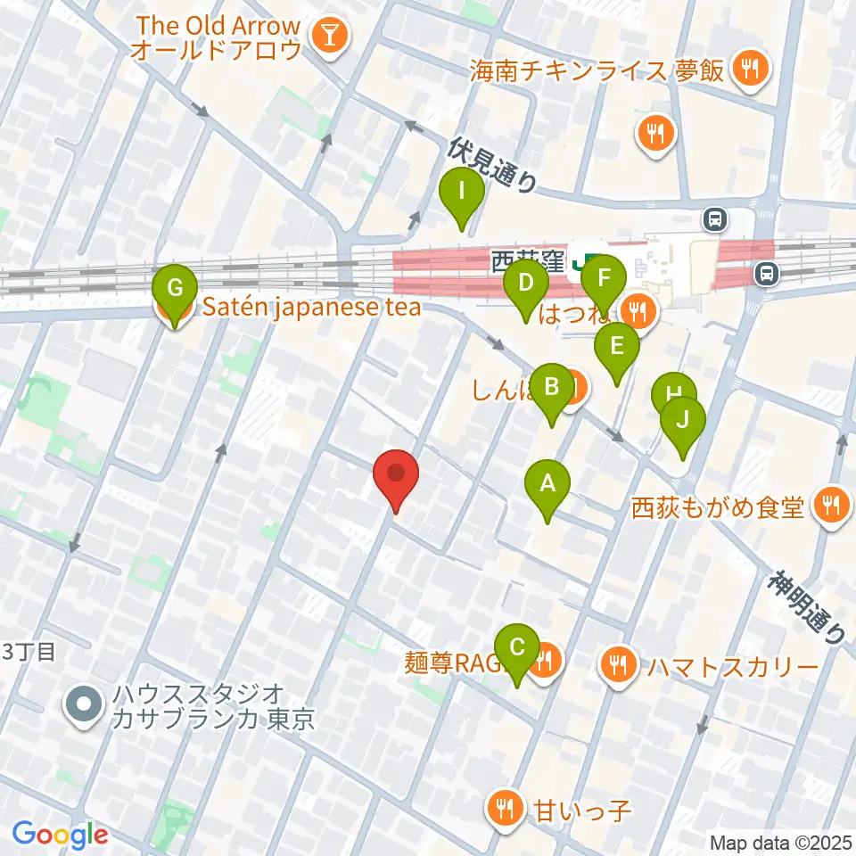 ベルク・バイオリン工房周辺のカフェ一覧地図