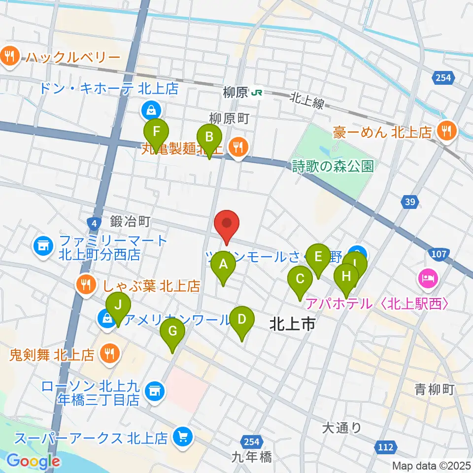 玉山音楽教室周辺のカフェ一覧地図