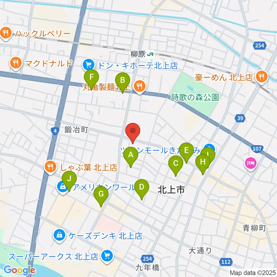 玉山音楽教室周辺のカフェ一覧地図