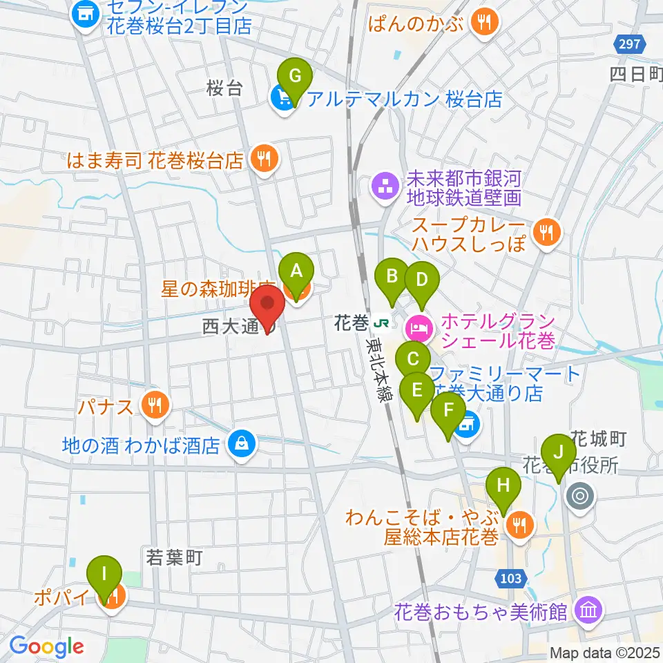 正時堂ピアノハウス周辺のカフェ一覧地図