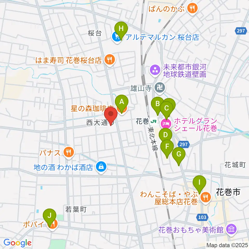 正時堂ピアノハウス周辺のカフェ一覧地図