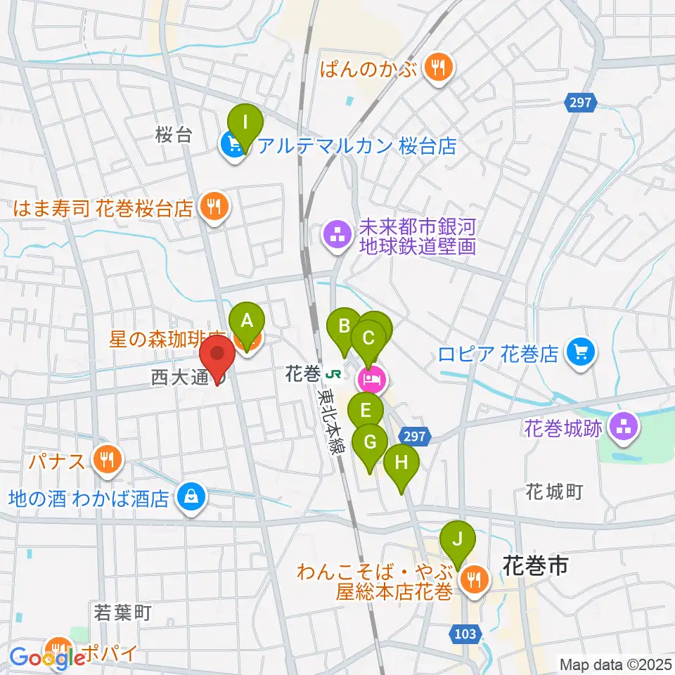 正時堂ピアノハウス周辺のカフェ一覧地図