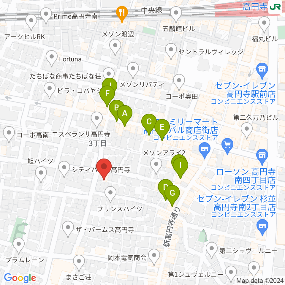 永江楽器周辺のカフェ一覧地図