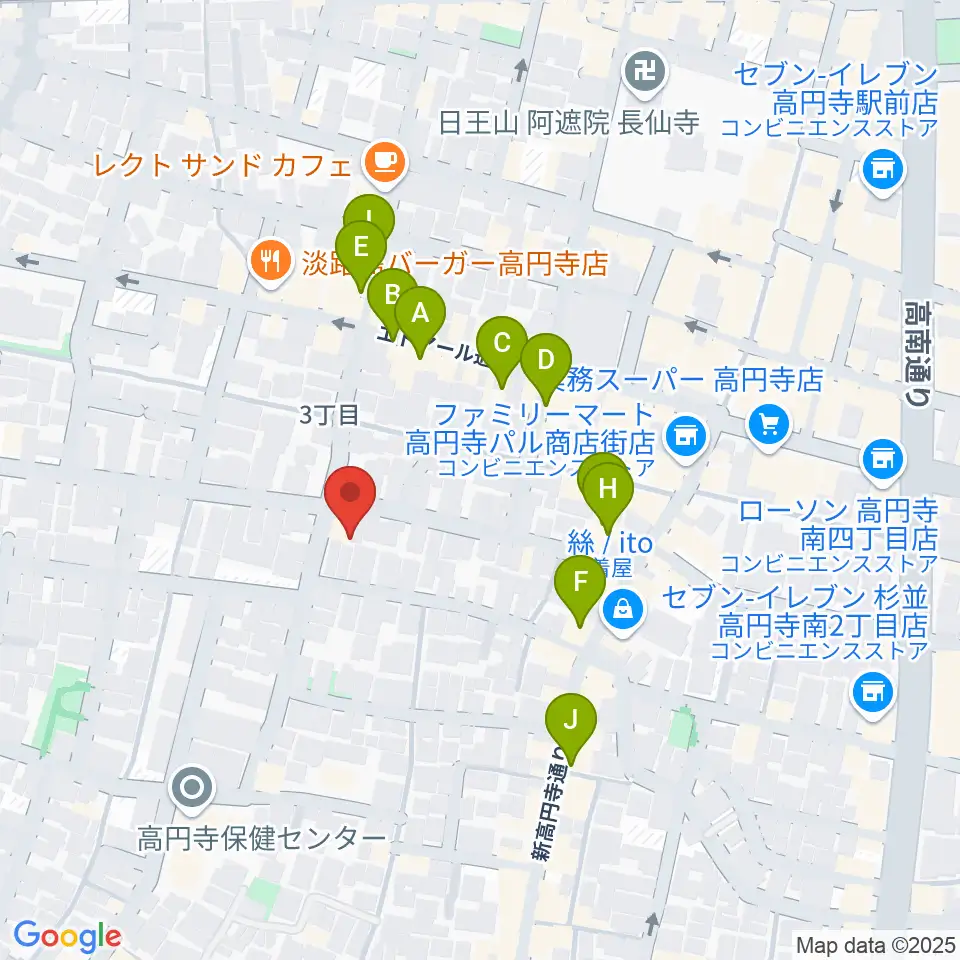 永江楽器周辺のカフェ一覧地図
