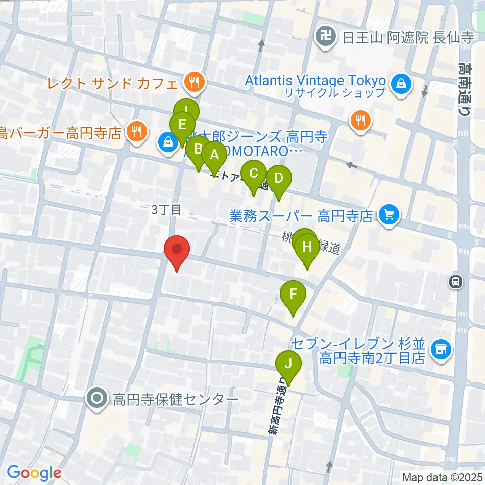 永江楽器周辺のカフェ一覧地図