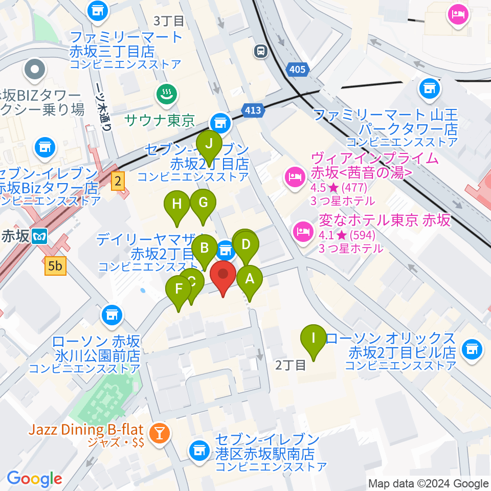 赤坂エルカミーノ周辺のカフェ一覧地図