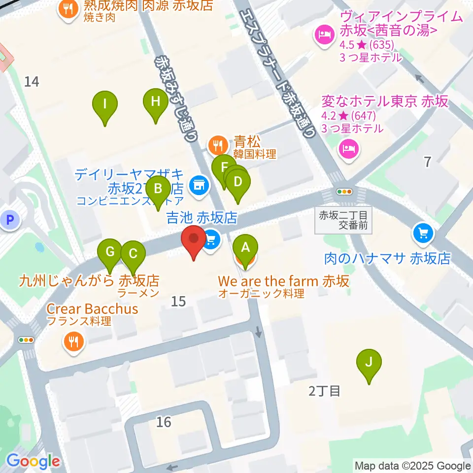 赤坂エルカミーノ周辺のカフェ一覧地図
