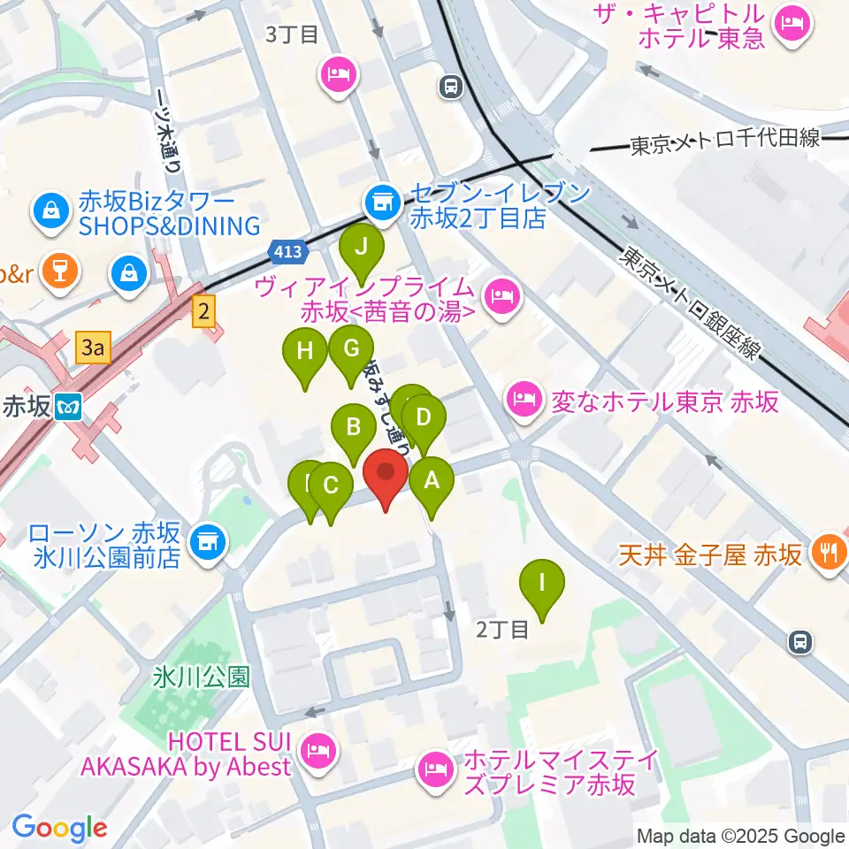 赤坂エルカミーノ周辺のカフェ一覧地図