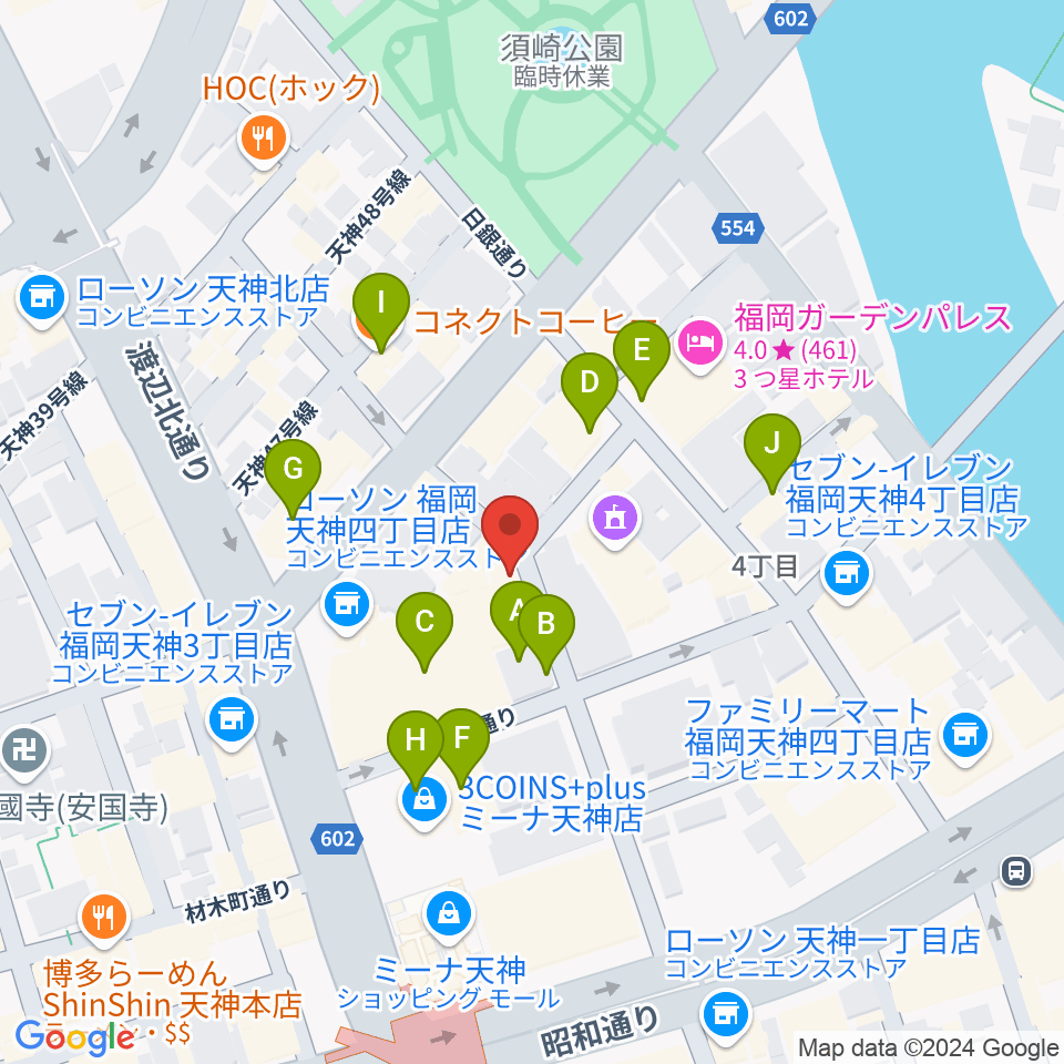 パブリックスペース四次元周辺のカフェ一覧地図