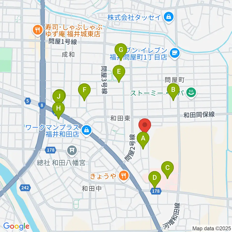 ふくい子どものための音楽教室周辺のカフェ一覧地図