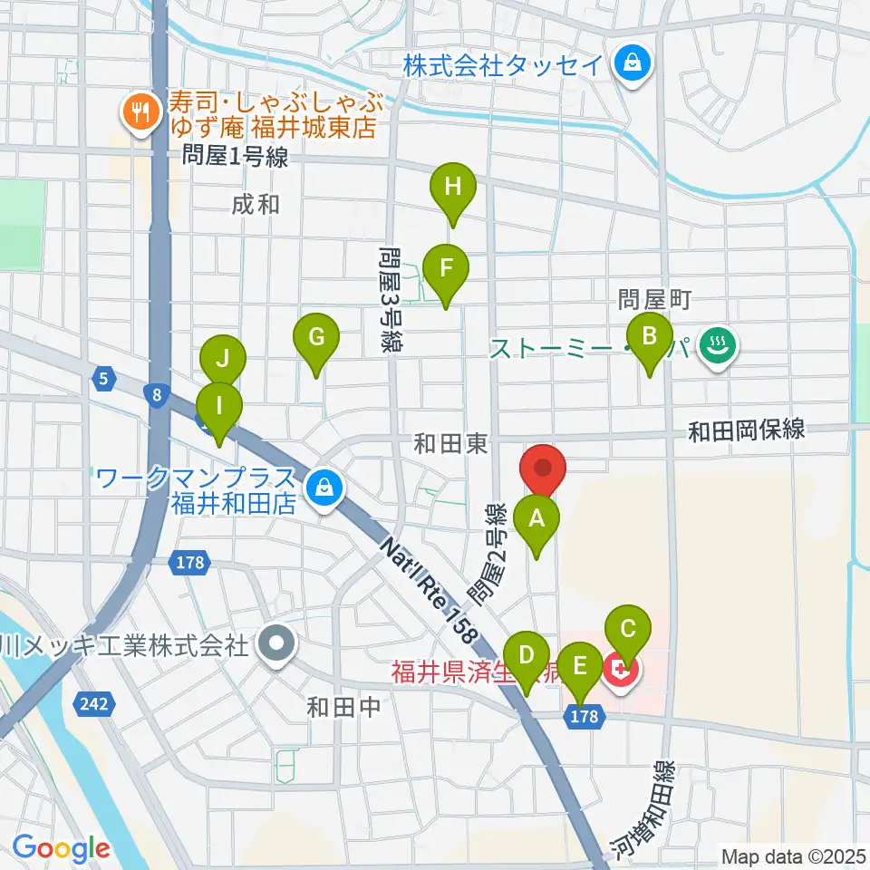 ふくい子どものための音楽教室周辺のカフェ一覧地図
