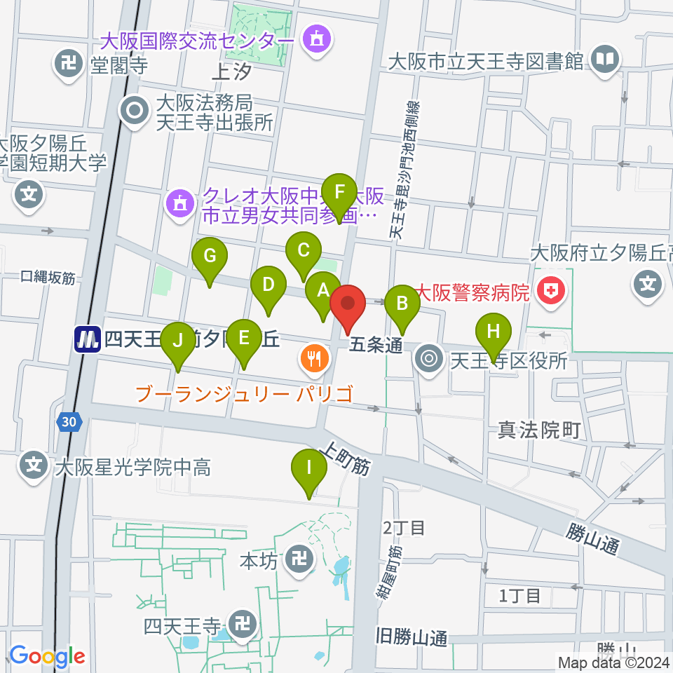 薮内音楽教室周辺のカフェ一覧地図