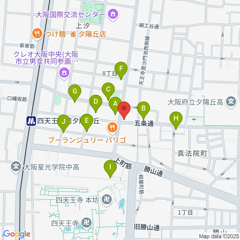 薮内音楽教室周辺のカフェ一覧地図