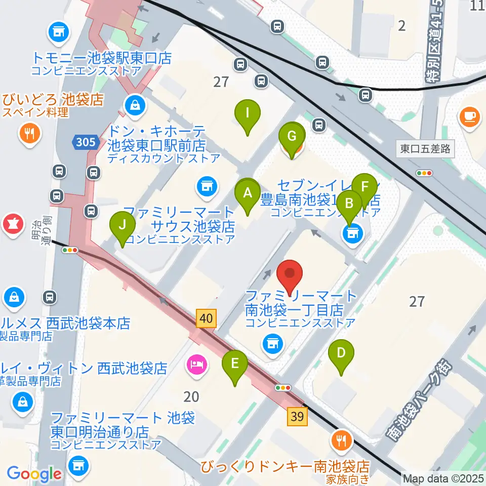 クロサワ楽器池袋店 エレキ本館周辺のカフェ一覧地図