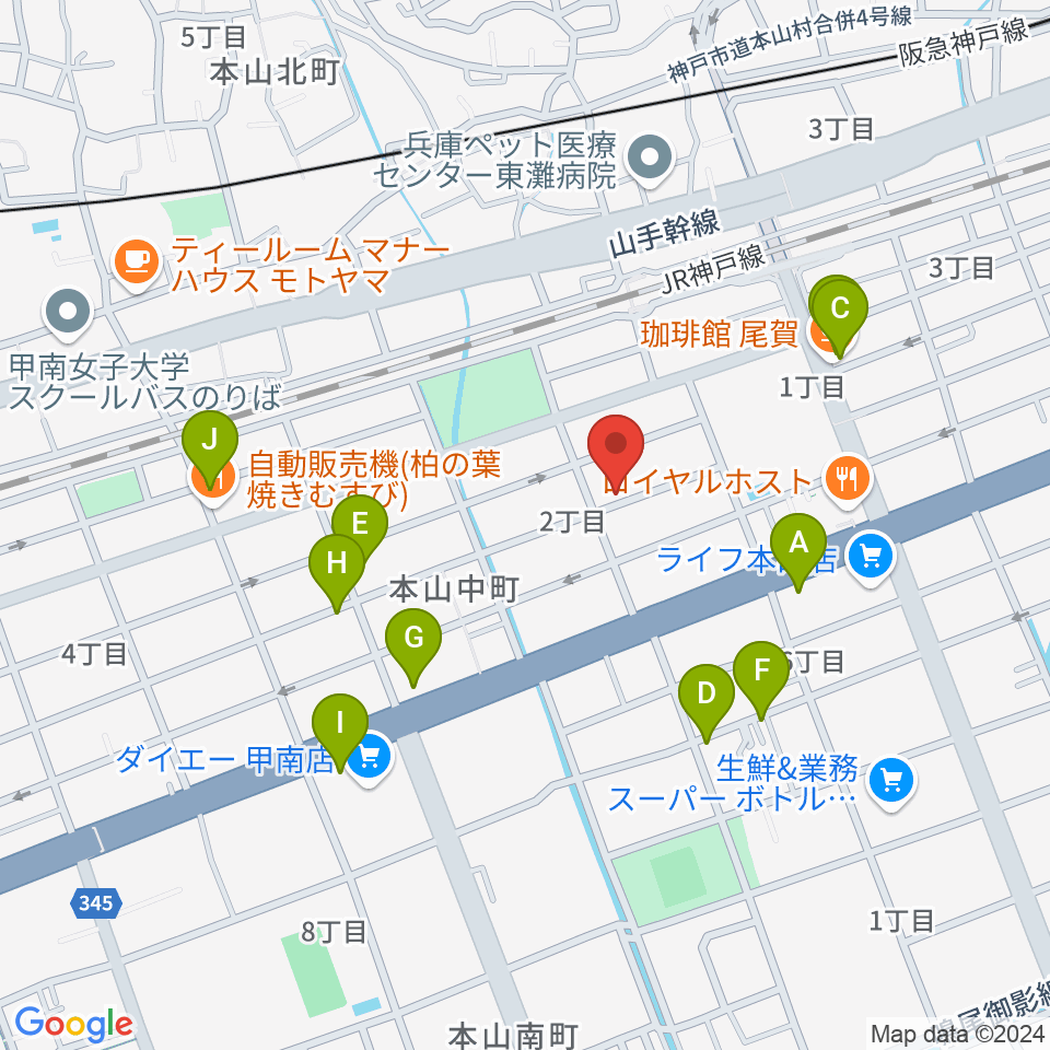 はな音楽教室周辺のカフェ一覧地図