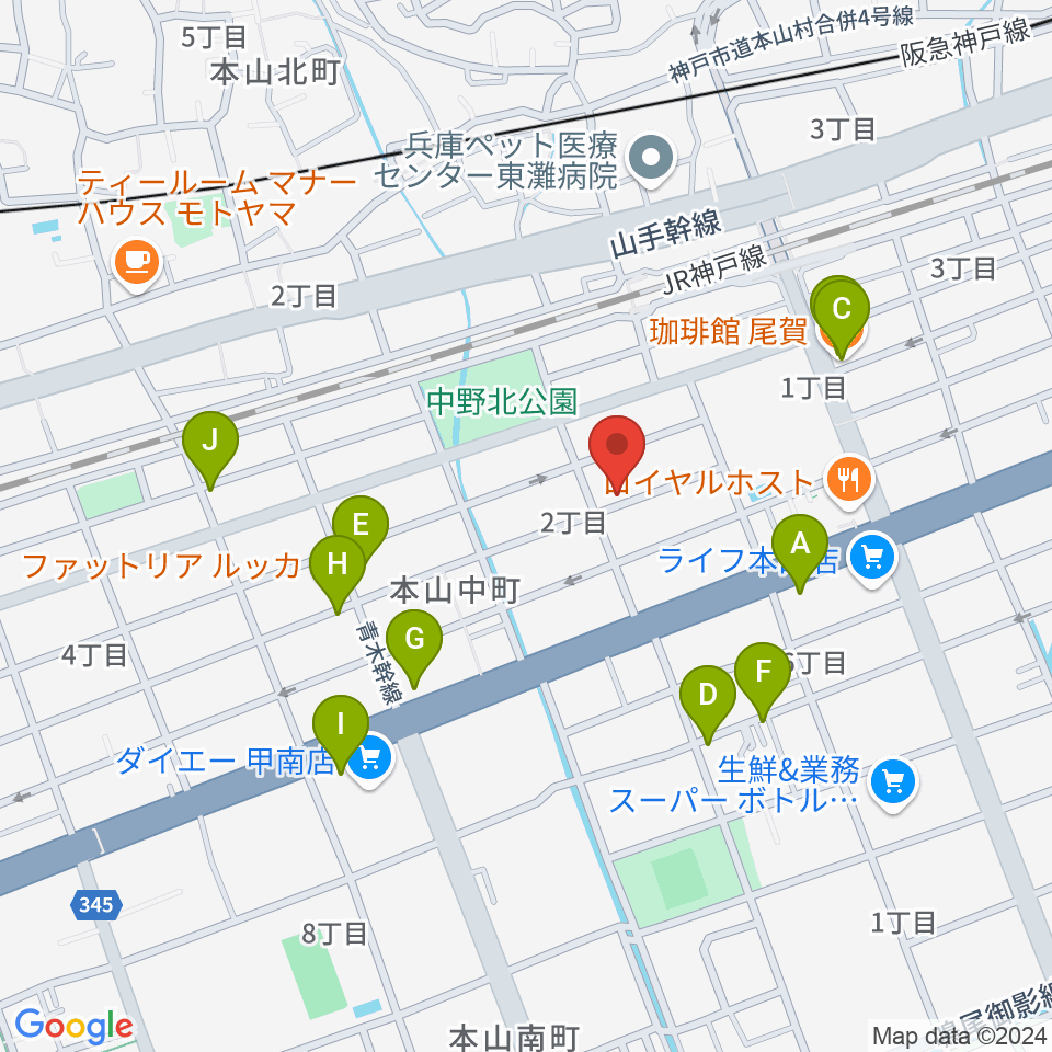 はな音楽教室周辺のカフェ一覧地図