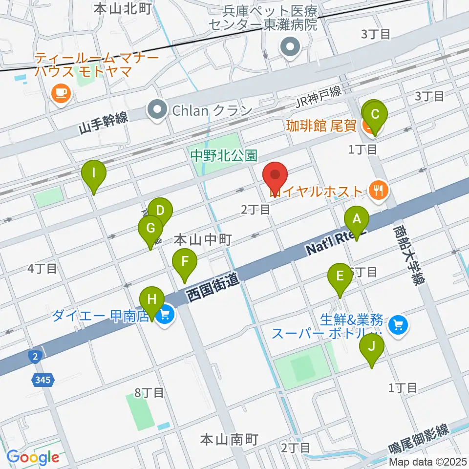 はな音楽教室周辺のカフェ一覧地図