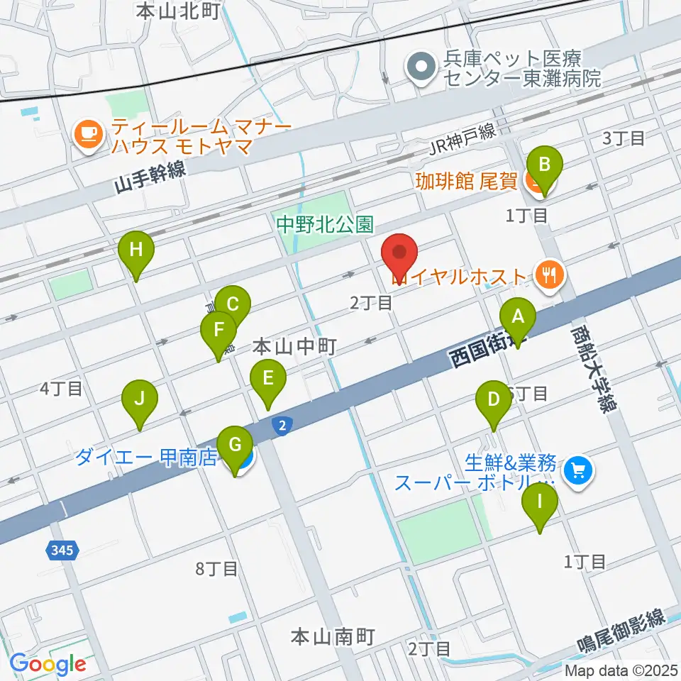 はな音楽教室周辺のカフェ一覧地図
