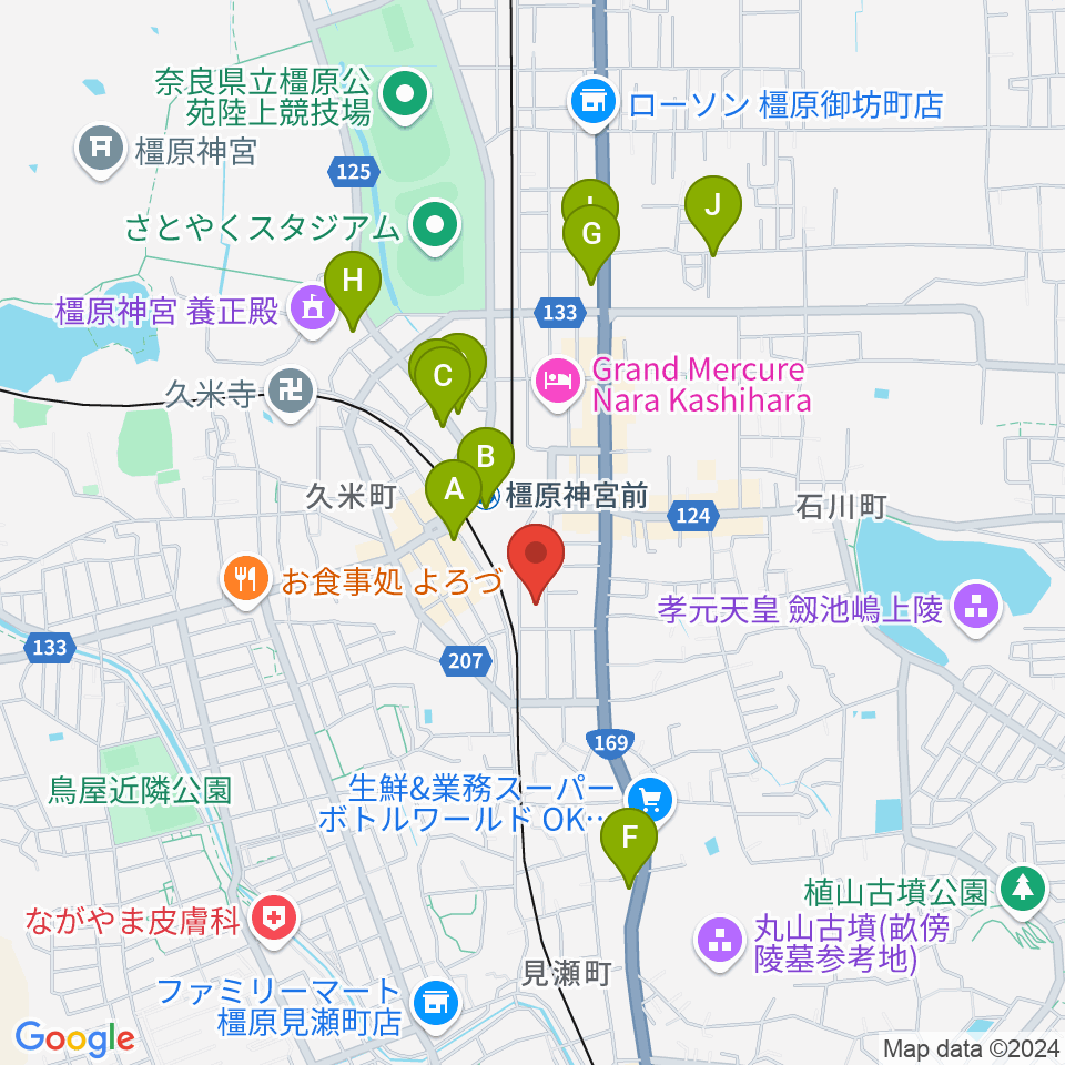 橋本楽器ローレンス音楽教室周辺のカフェ一覧地図