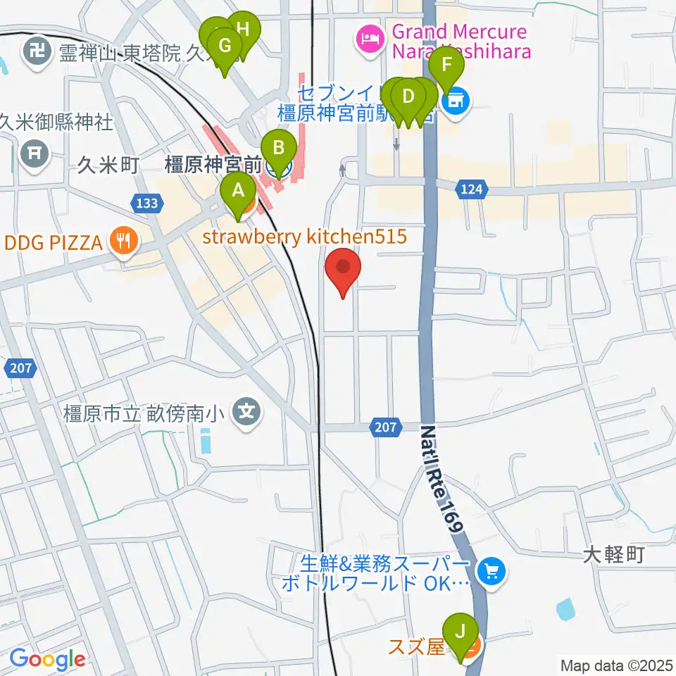 橋本楽器ローレンス音楽教室周辺のカフェ一覧地図
