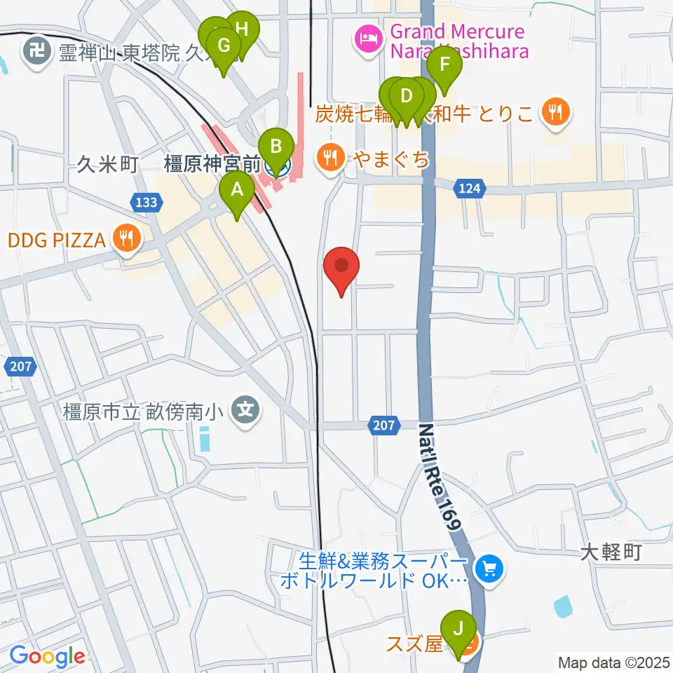 橋本楽器ローレンス音楽教室周辺のカフェ一覧地図