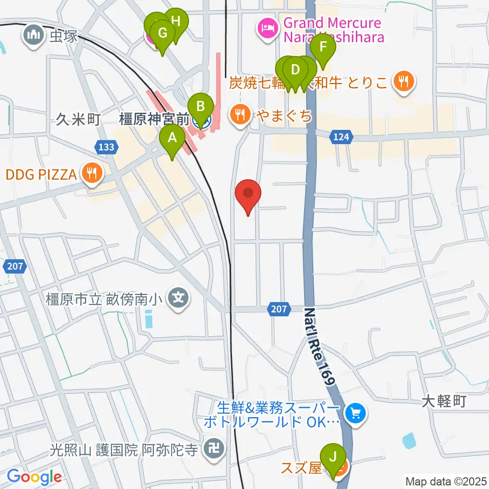 橋本楽器ローレンス音楽教室周辺のカフェ一覧地図
