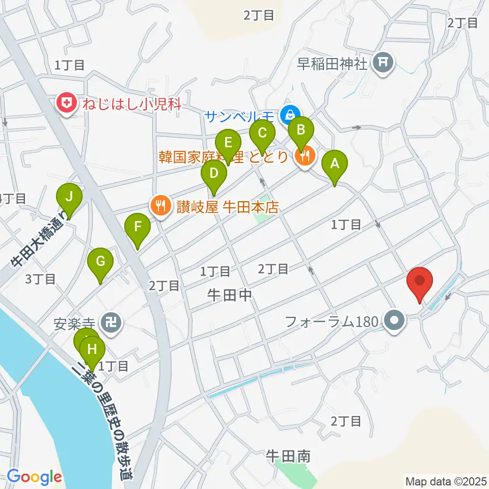 Miu音楽アカデミー周辺のカフェ一覧地図