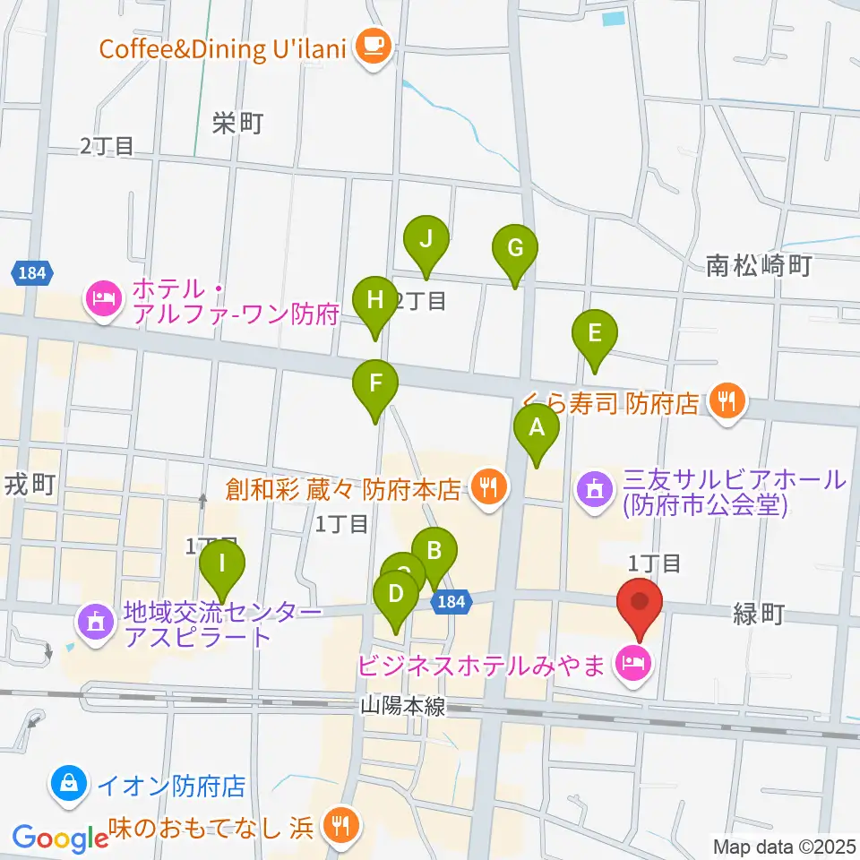 グランドミック タマシゲ楽器 緑町センター周辺のカフェ一覧地図