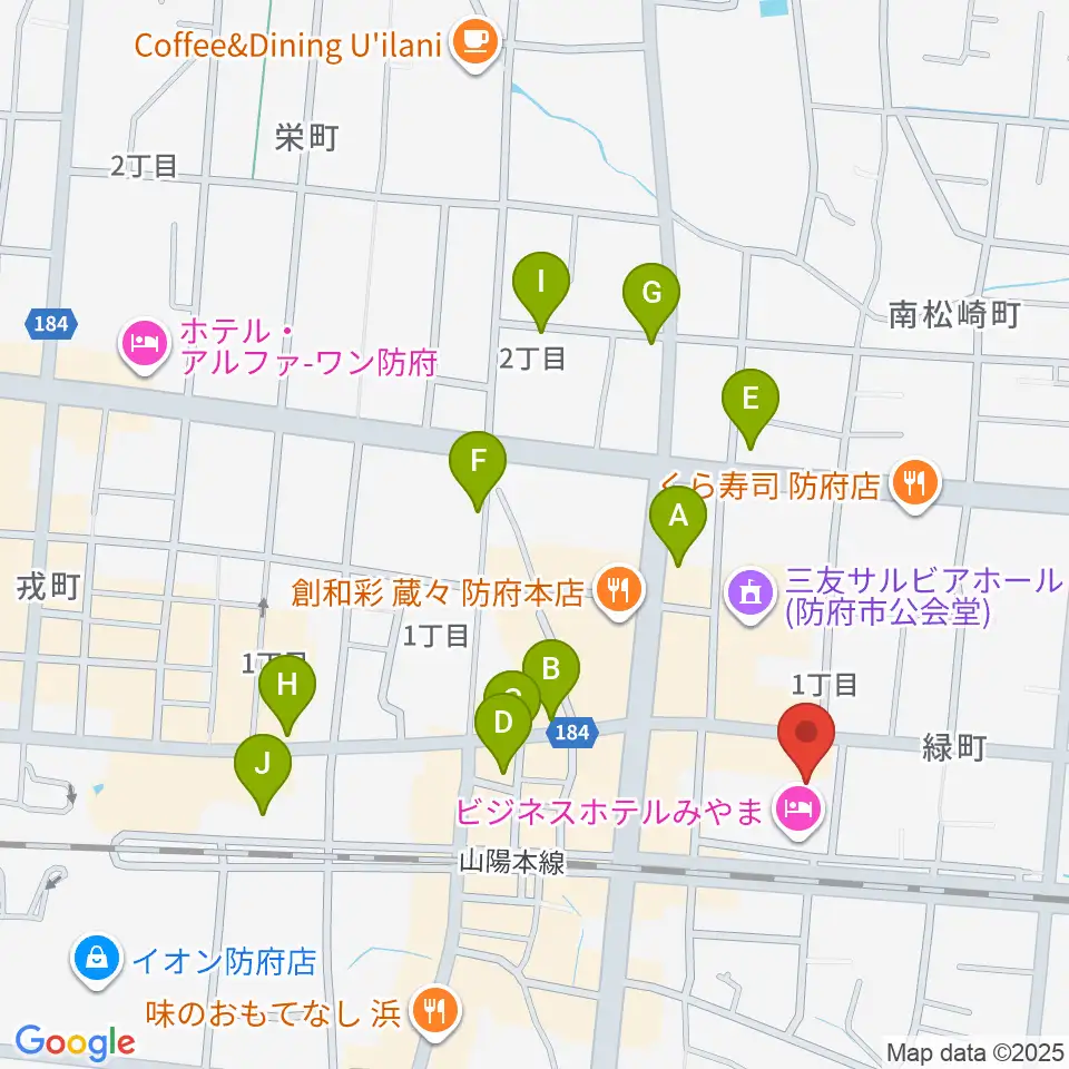 グランドミック タマシゲ楽器 緑町センター周辺のカフェ一覧地図