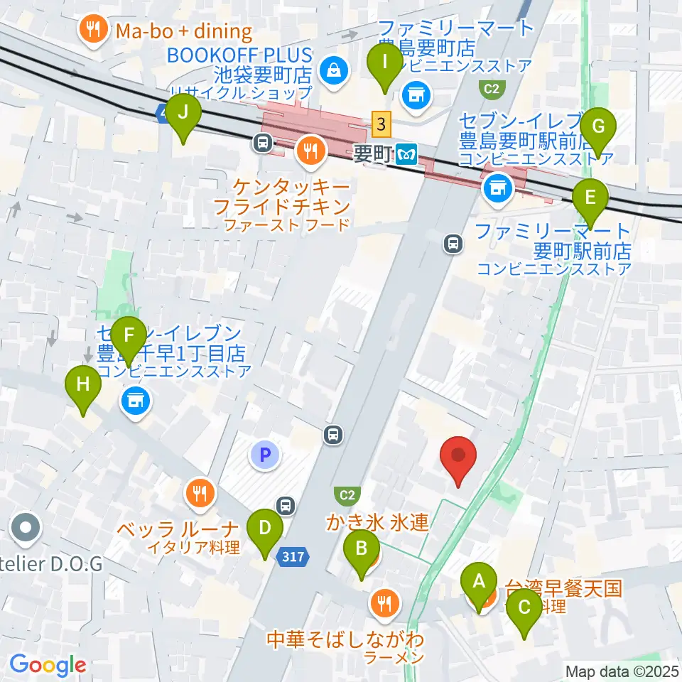 河野ギター製作所周辺のカフェ一覧地図